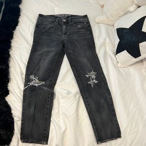 Cropped Black/ Grey Jeans